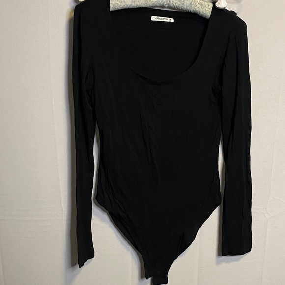 Mango Tops - Mango Elegant Black Long Sleeve Bodysuit